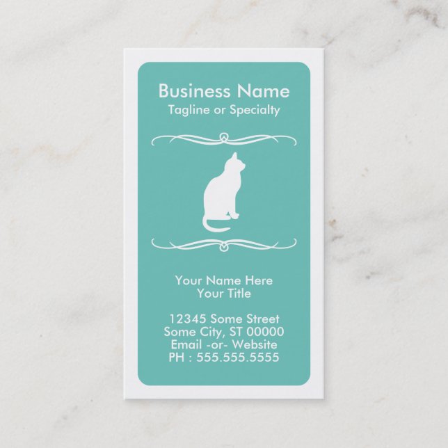 mod cat (colour customizable) business card (Front)