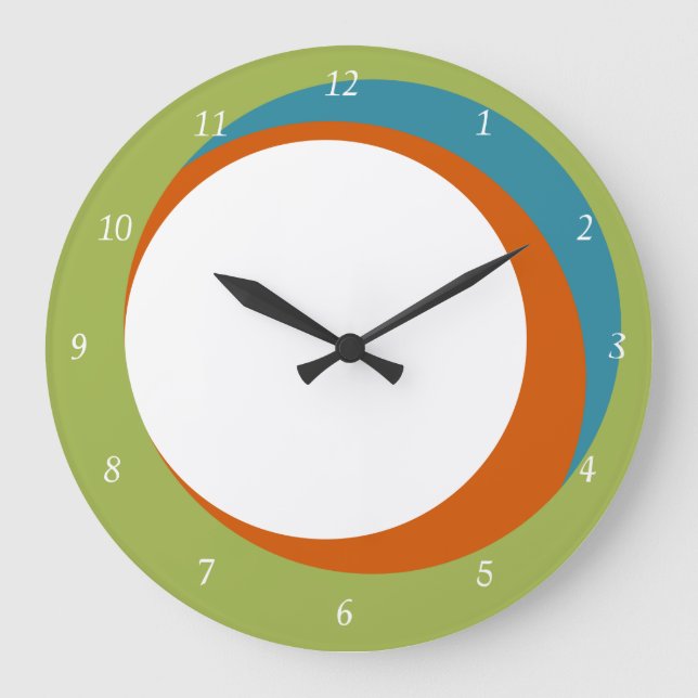 Mod Cercles Mur Horloge verte, orange et Aqua (Recto)