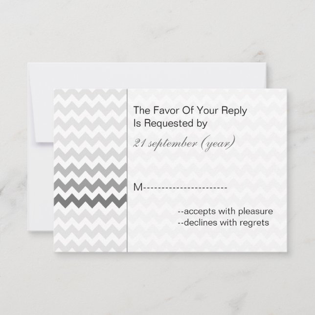 Mod chevron grey  Ombre wedding rsvp 3.5 x 5 (Front)