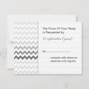 Mod chevron grey  Ombre wedding rsvp Card