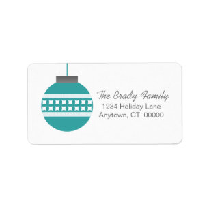 Mod Christmas Ornament Holiday Address Labels Teal