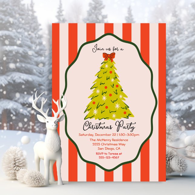 Mod Christmas Party hand drawn tree Invitation (Creator Uploaded)
