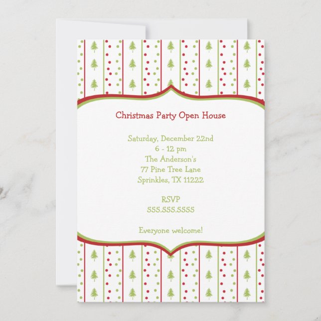 Mod Christmas Party Invitation with Trees groupon (Front)