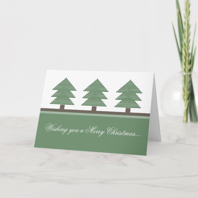 Mod Christmas Trees Greeting Card (Front)