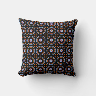 Mod Circles 6 Black Throw Pillow