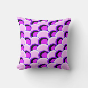 Mod Circles Pink and Purple Throw Pillow