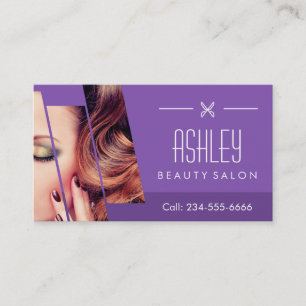 Mod Classy Purple Fashion Girl Makeup Hair Salon Business Card