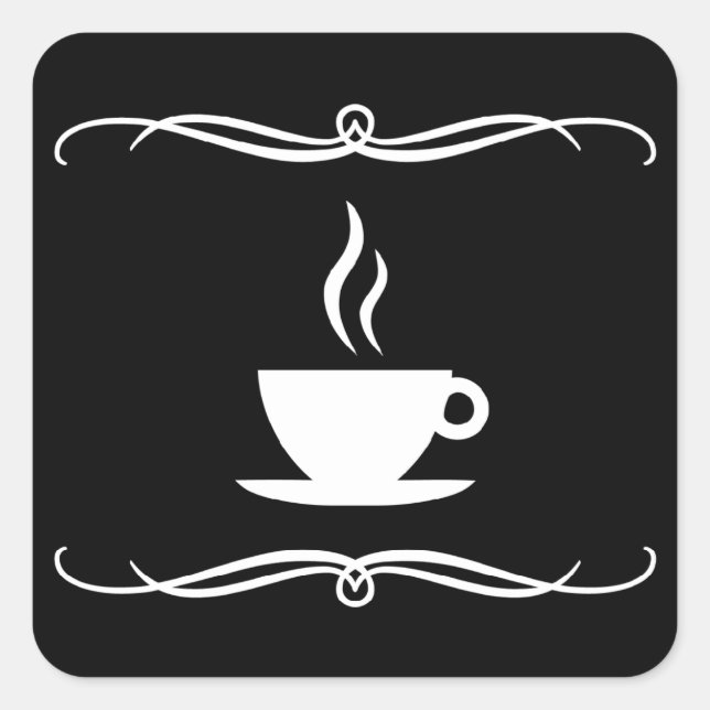 mod coffee square sticker (Front)