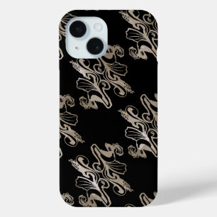 Mod damask texture (silver and black) iPhone 15 case