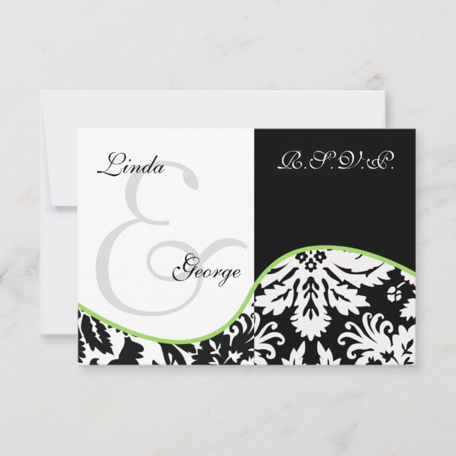 mod damask vert cartes rsvp standard 3,5 x 5 (Devant)