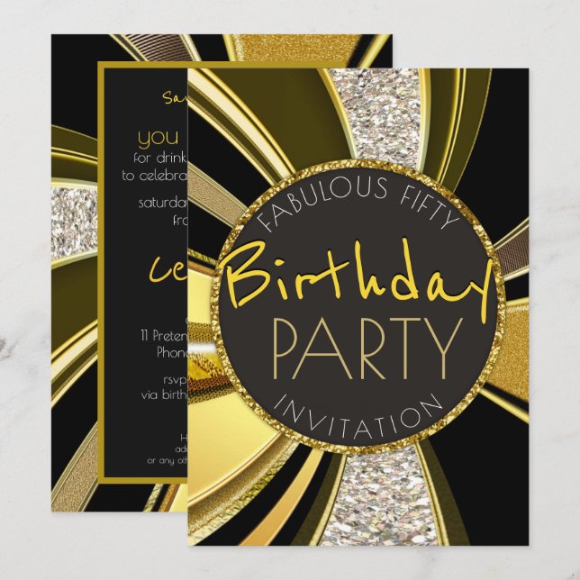 Mod Deco Fabulous 50 Birthday Stylish Glam Party Invitation (Front/Back)