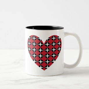 Mod Diamond Heart Two-Tone Coffee Mug