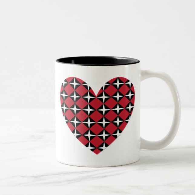 Mod Diamond Heart Two-Tone Coffee Mug (Right)