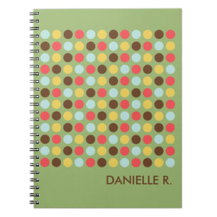 Mod dots pattern orange green personalized journal