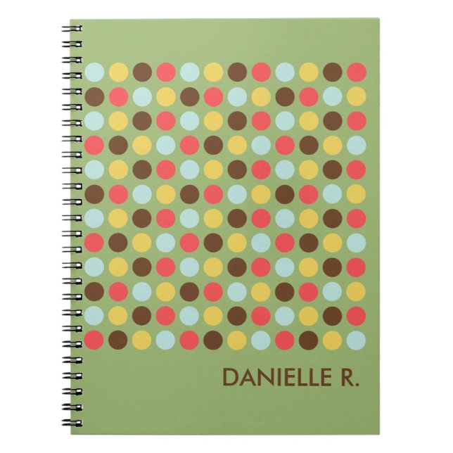 Mod dots pattern orange green personalized journal (Front)