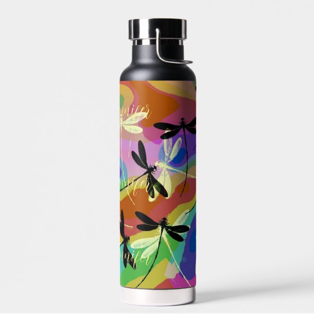 Mod dragonflies personalized  water bottle (Left)