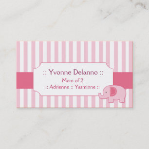 Mod Elephant Trendy Stripe Mommy Calling Card