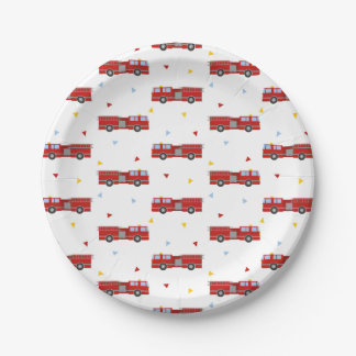Mod Firetruck Party Pattern Paper Plate