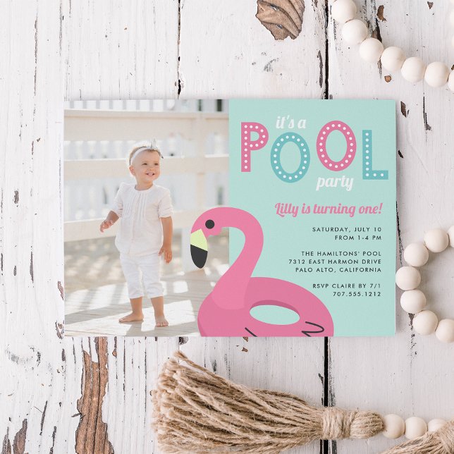 Mod Flamingo | Photo Birthday Party Invitation (Creator Uploaded)