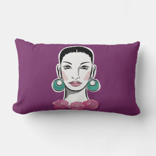 Mod Fleur 1960s Woman Lumbar Lumbar Pillow