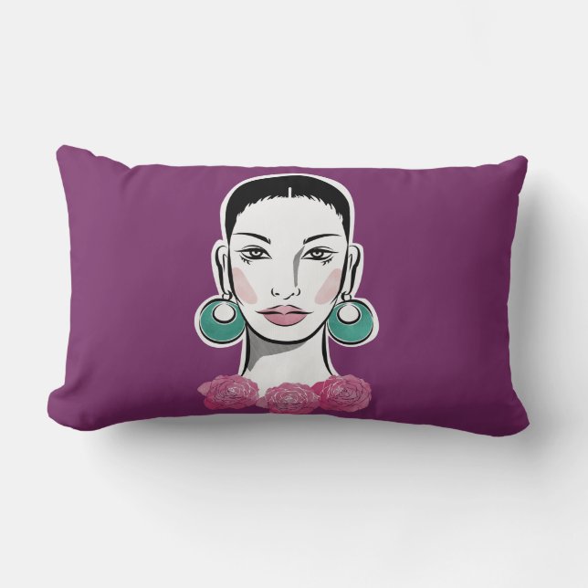 Mod Fleur 1960s Woman Lumbar Lumbar Pillow (Front)