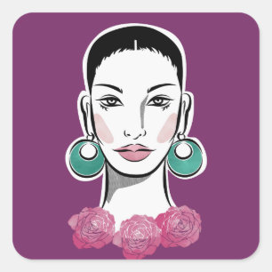 Mod Fleur 1960s Woman Square Sticker