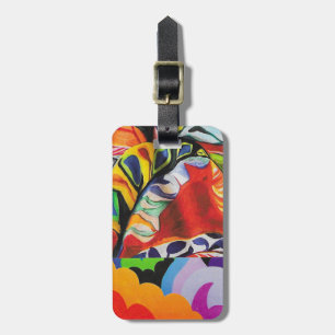 mod floral paisley abstract luggage tag