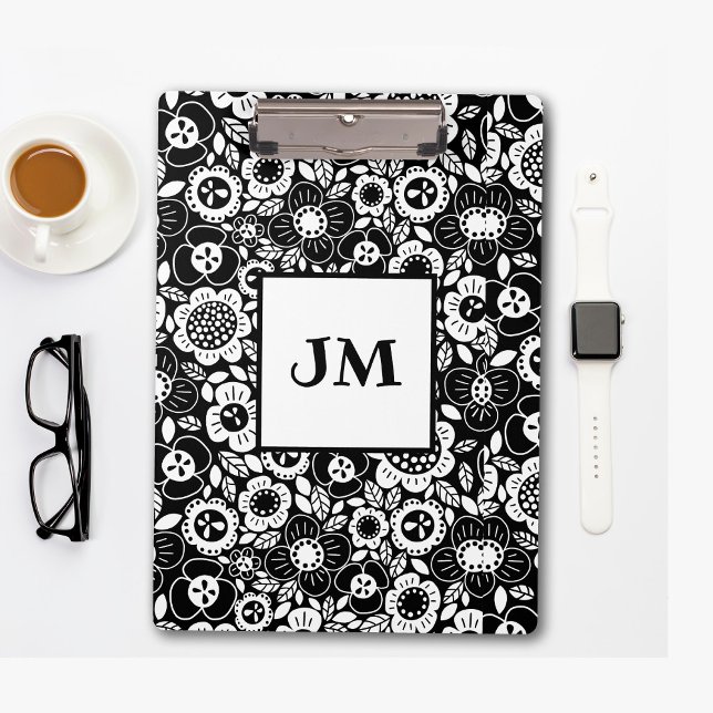 Mod Floral Pattern with Initials Clipboard (Creator Uploaded)