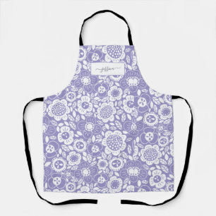 Mod Floral Pattern with Script Name Apron