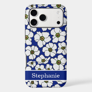 Mod Floral Print On Blue With Personalization