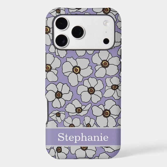 Mod Floral Print On Lavender With Personalization  (Back)