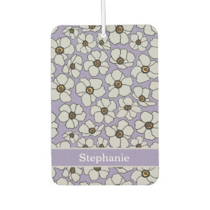 Mod Floral Print On Lavender With Personalization Air Freshener