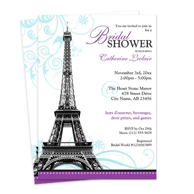 Mod Flourish Eiffel Tower Parisian Bridal Shower Invitation (Mod Flourish Eiffel Tower Parisian Bridal Shower Invitation from Starzraven. Downloadable evite, too)