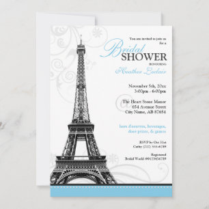 Mod Flourish Eiffel Tower Parisian Bridal Shower Invitation