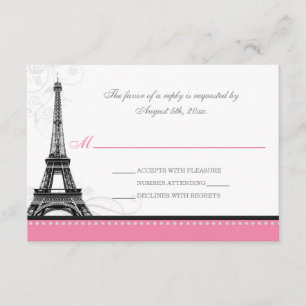 Mod Flourish Eiffel Tower Parisian Pink RSVP Cards