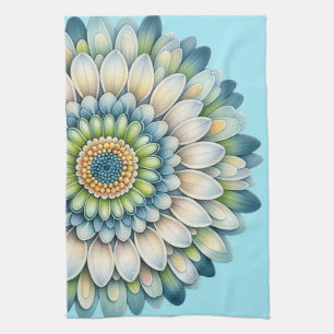 Mod Flower – Blue, Sage & Yellow Kitchen Towel