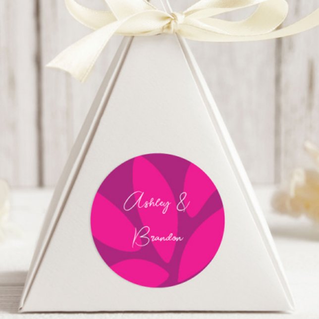 Mod Flower Petals Botanical Fuchsia Bridal Shower Classic Round Sticker (Creator Uploaded)