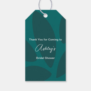 Mod Flower Petals Botanical Teal Bridal Shower Gift Tags