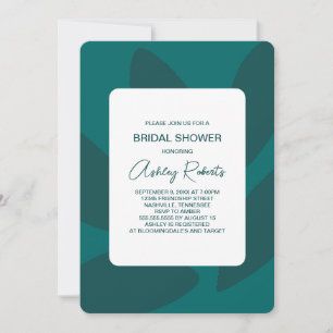 Mod Flower Petals Botanical Teal Bridal Shower Invitation