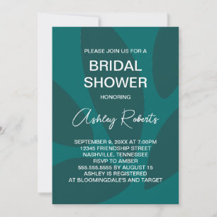 Mod Flower Petals Botanical Teal Bridal Shower Invitation