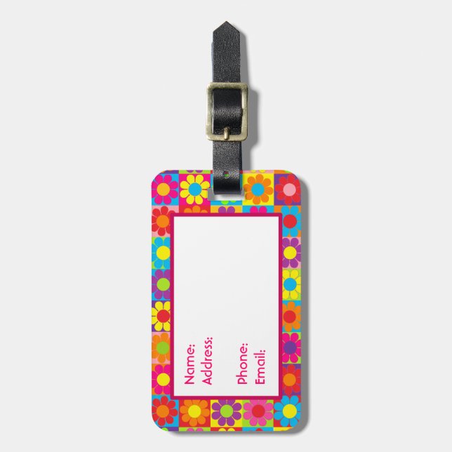 Mod Flower Power Luggage Tag (Front Vertical)
