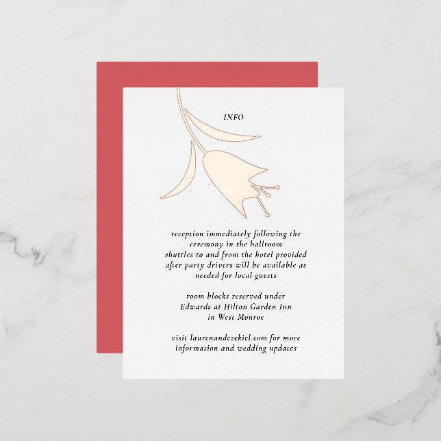 MOD FOIL TULIP WEDDING ENCLOSURE CARD (Front/Back)