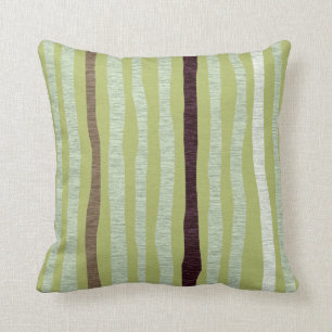 Mod Forest Abstract Tree Trunks Green Throw Pillow