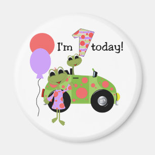 Mod Frogs 1st Birthday Magnet