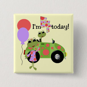 Mod Frogs 4th Birthday Tshirts and Gifts 2 Inch Square Button