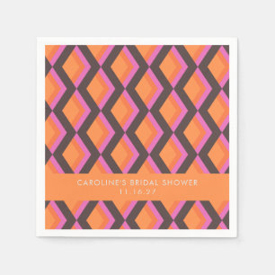 Mod Geometric Pink Brown Custom Bridal Shower Napkin