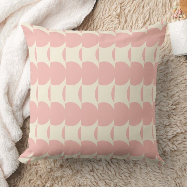 Mod geometric shape in pink and cream pattern throw pillow (Blanket)
