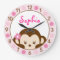 Mod Girl Monkey Personalized Nursery Wall Clock