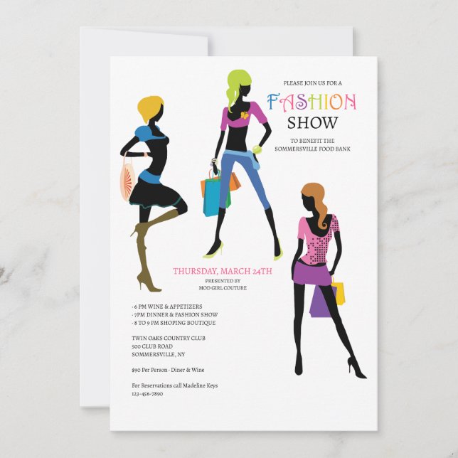 Mod Girls Fashion Show Invitation (Front)