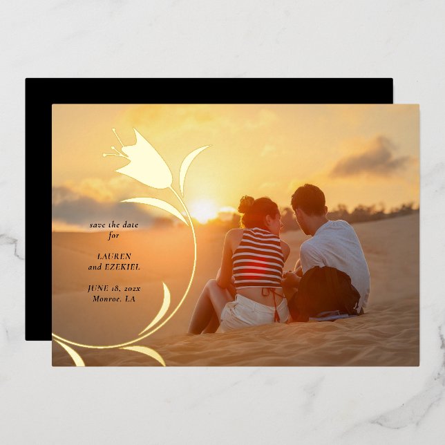 MOD GOLD TULIP WEDDING SAVE THE DATE (Front/Back)